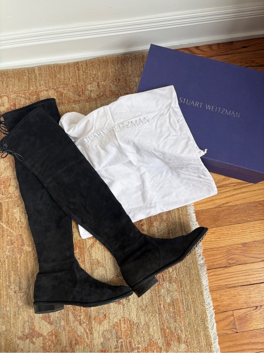 Stuart Weitzman "Lowland" Over-the-Knee Boots — Black Suede — Size 7.5M - NIB